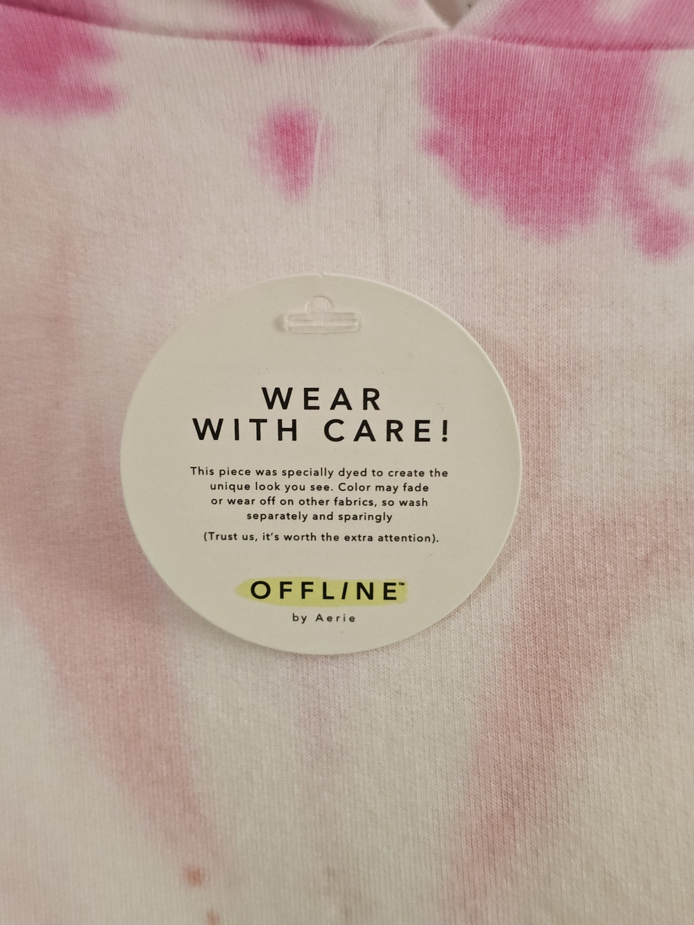 Offline By Aerie Ott Fleece Tie-Dye Hoodie Cropped Womens Large Pink - Picture 9 of 11